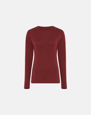 Langærmet t-shirt | 100% merino uld | Rød -Dovre Women