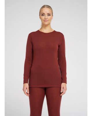 Langærmet t-shirt | 100% merino uld | Rød -Dovre Women