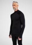 Langærmet t-shirt "half zip" | 100%  merino uld | Sort -Dovre