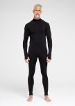 Langærmet t-shirt "half zip" | 100%  merino uld | Sort -Dovre