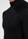 Langærmet t-shirt "half zip" | 100%  merino uld | Sort -Dovre