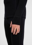 Langærmet t-shirt "half zip" | 100%  merino uld | Sort -Dovre