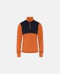 Langærmet t-shirt "half zip" | 100% merino uld | Orange/navy - Dovre