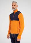 Langærmet t-shirt "half zip" | 100% merino uld | Orange/navy -Dovre