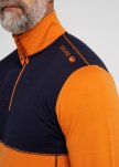 Langærmet t-shirt "half zip" | 100% merino uld | Orange/navy -Dovre