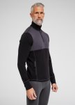 Langærmet t-shirt "half zip" | 100% merino uld | Sort/grå -Dovre