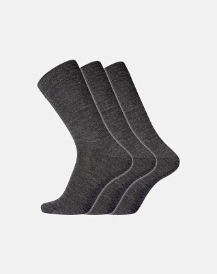Sokker "no elastic / twin" | 3-pak | Uld | Mørk grå -Dovre