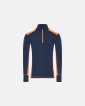 Langærmet t-shirt "half zip" | 100% merino uld | Navy/orange - Dovre