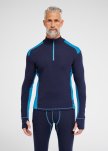 Langærmet t-shirt "half zip" | 100% merino uld | Navy/blå -Dovre