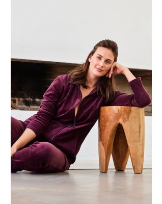 Pyjamas sæt i velour, Bomuld, Rød