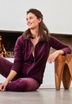 Pyjamas sæt i velour, Bomuld, Rød