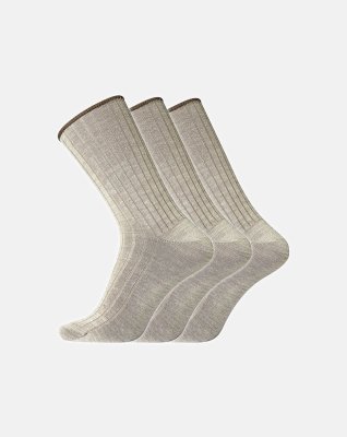 Strømper "no elastic" 3-pak | Uld | Lys sand -Dovre