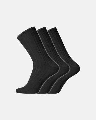 Strømper "no elastic" 3-pak | Uld | Sort -Dovre