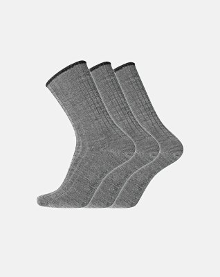 Strømper "no elastic" 3-pak | Uld | Grå -Dovre