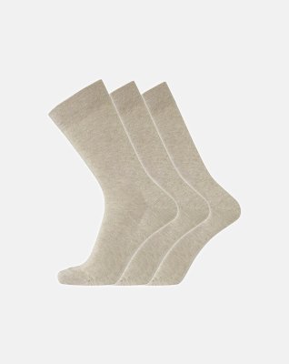 Strømper "no elastic" 3-pak | Bomuld | Beige -Dovre