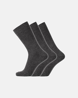 Strømper "no elastic" 3-pak | Bomuld | Mørk grå -Dovre