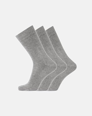 Strømper "no elastic" 3-pak | Bomuld | Grå -Dovre