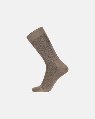 Strømper "no elastic"  | Uld | Beige med mønster -Egtved
