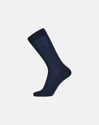 Strømper "no elastic" | Uld | Navy med mønster -Egtved
