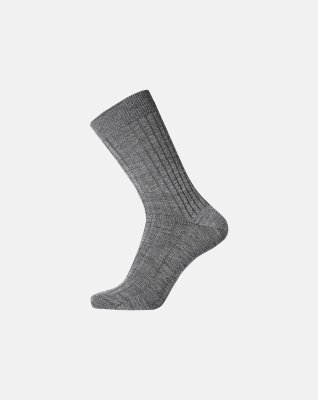 Strømper "wool rib"| Uld | Lys grå -Egtved