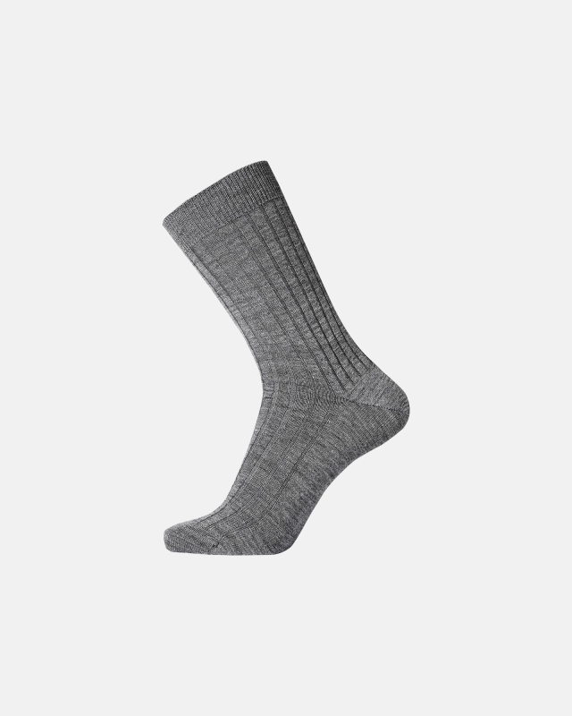 Strømper "wool Rib"| Uld | Lys Grå