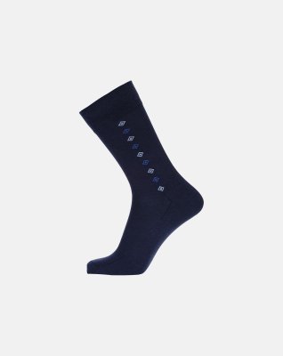 Strømpe med ombukket kant "no elastic" | Bomuld | Navy mønster -Egtved