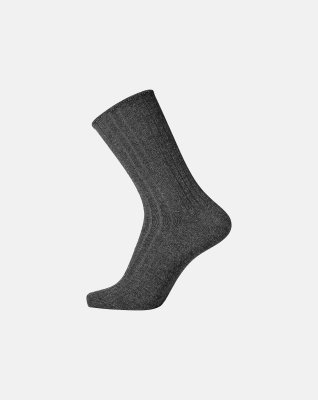 Strømper "no elastic" rib | Bomuld | Mørk grå -Egtved