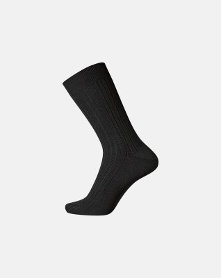 Strømper "broad rib" | 100% uld | Sort -Egtved