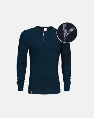 Langærmet t-shirt "Grandad" | 100% økologisk bomuld | Navy -Dovre