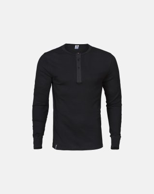 Langærmet t-shirt "Grandad" | 100% økologisk bomuld | Sort -Dovre