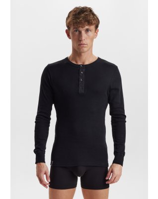 Langærmet t-shirt "Grandad" | 100% økologisk bomuld | Sort -Dovre