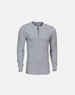 Langærmet t-shirt "Grandad" | 100% økologisk bomuld | Lys grå -Dovre