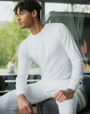 Langærmet t-shirt | 100% økologisk bomuld | Hvid -Dovre