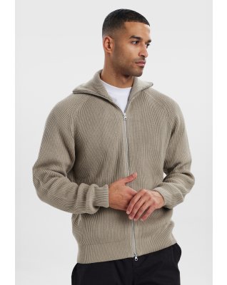 Pullover med lynlås | Bomuld | Sand -Resteröds