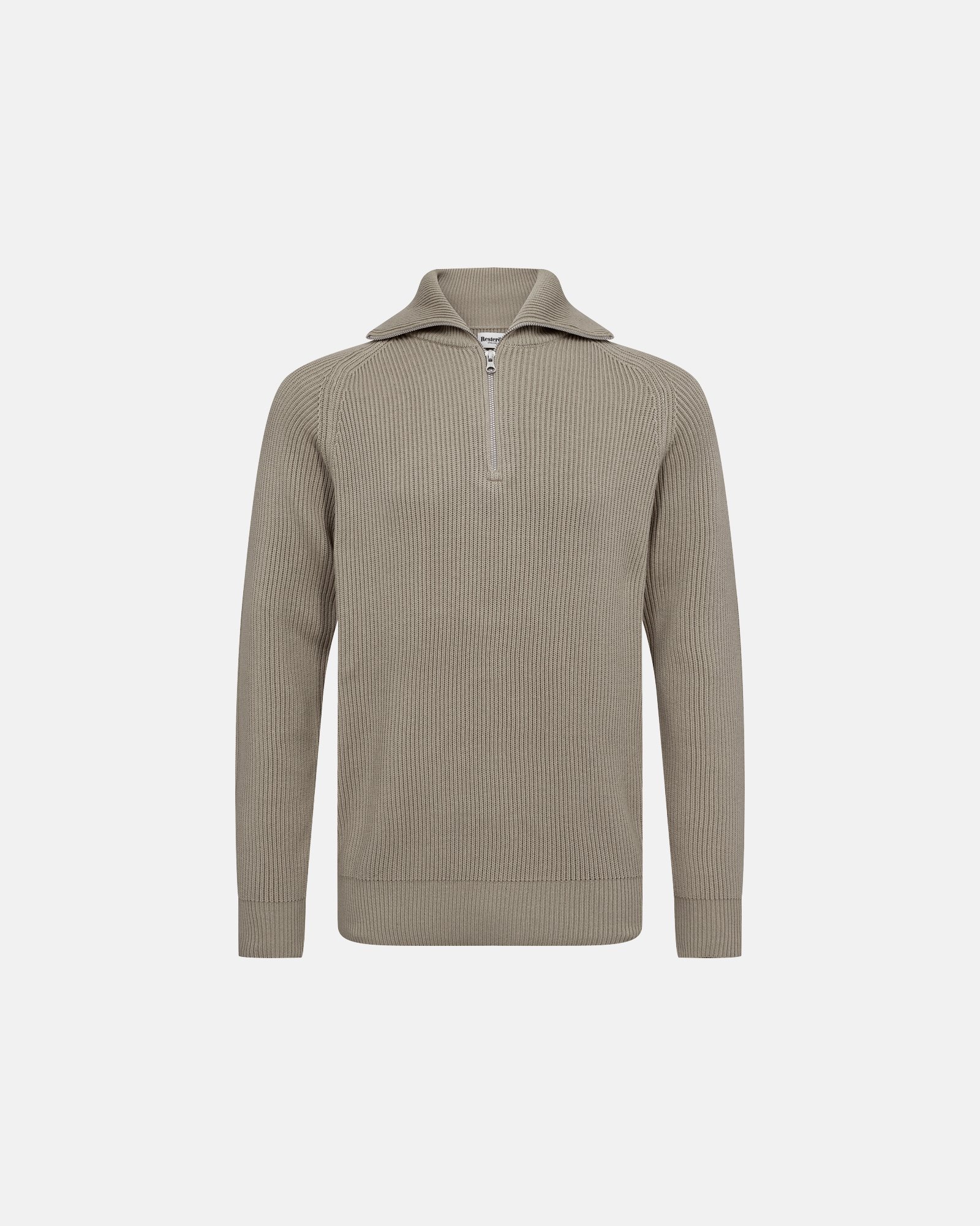 Pullover med høj hals | Bomuld | Sand -Resteröds