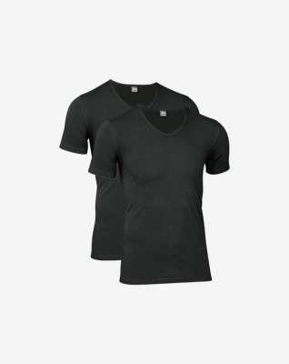 T-shirt "v-neck" 2-pak | Økologisk bomuld | Sort -JBS