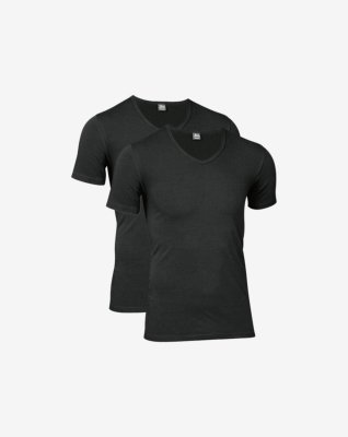 T-shirt "v-neck" 2-pak | Økologisk bomuld | Sort -JBS
