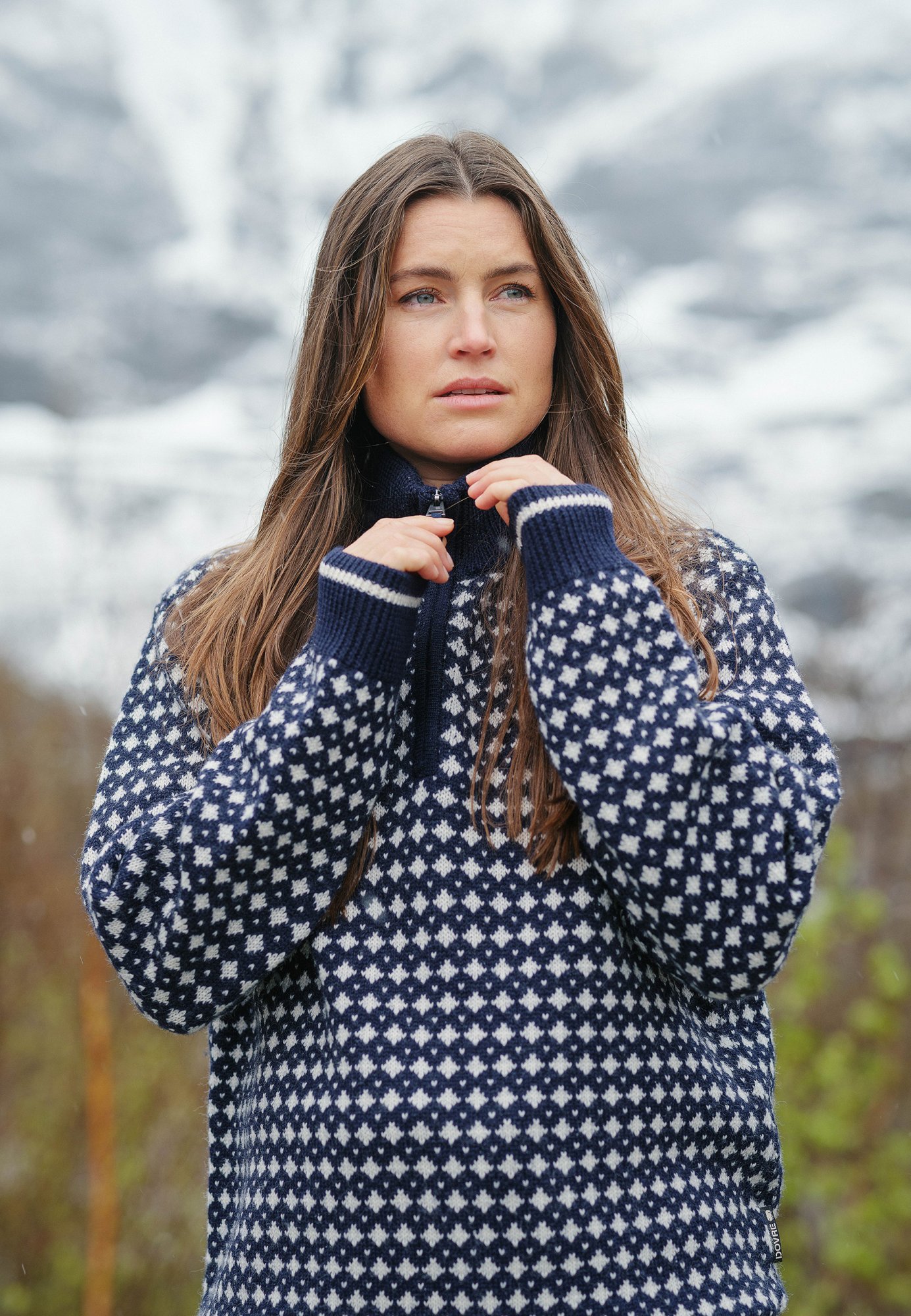 Pullover "half zip"| 100% uld | Navy/beige -Dovre Pullover "half zip"| 100% uld | Navy/beige -Dovre