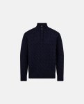 Cable strik med lynlås | 100% uld | Navy -Dovre