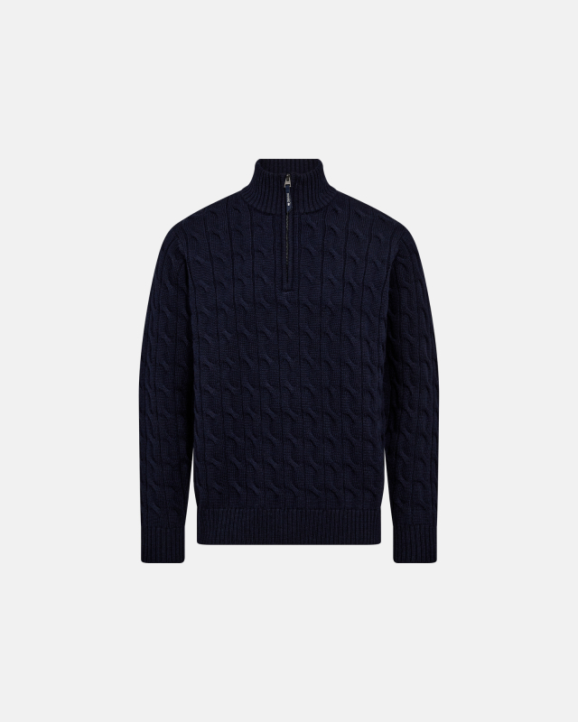 Pullover "half zip"| 100% uld | Navy