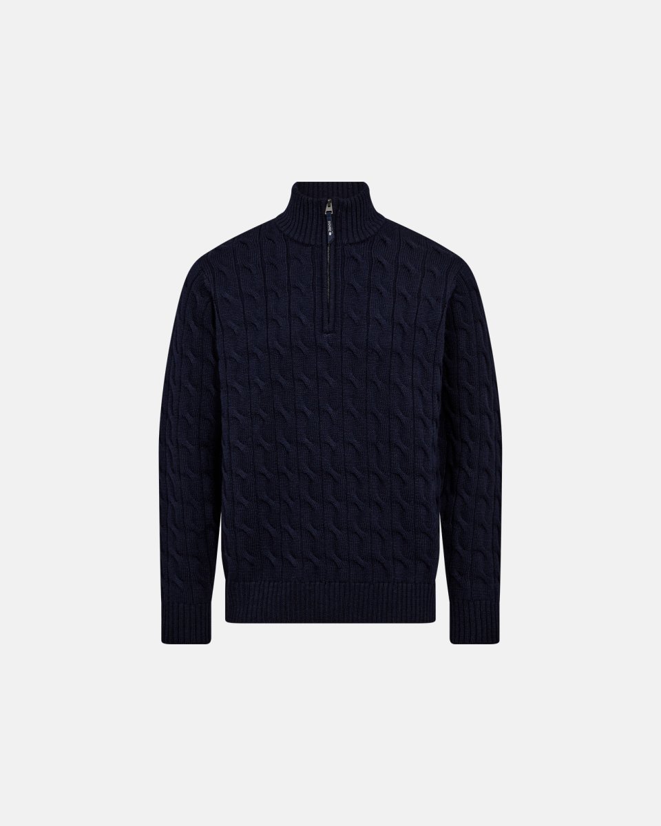 Dovre Pullover "half zip"| 100% uld | Navy - XS