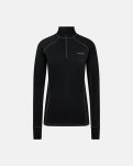 Langærmet t-shirt "half zip" | 100% merino uld | Sort -Dovre Women