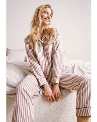 Natbukser "flannel" | 100% økologisk bomuld | Stribet rosa -JBS of Denmark Women