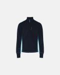 Langærmet t-shirt "full zip" | 100% merino uld | Navy/blå -Dovre