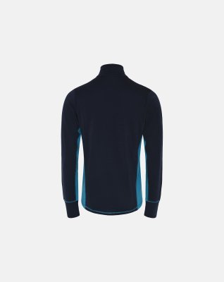 Langærmet t-shirt "full zip" | 100% merino uld | Navy/blå -Dovre