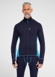 Langærmet t-shirt "full zip" | 100% merino uld | Navy/blå -Dovre
