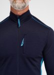 Langærmet t-shirt "full zip" | 100% merino uld | Navy/blå -Dovre