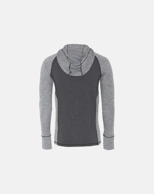 Langærmet t-shirt med hætte | 100% merino uld | Grå -Dovre