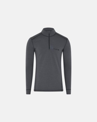 Langærmet t-shirt "half zip" | 100% merino uld | Grå -Dovre