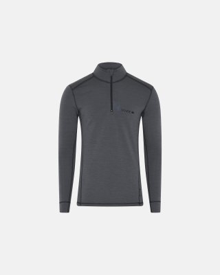 Langærmet t-shirt "half zip" | 100% merino uld | Grå